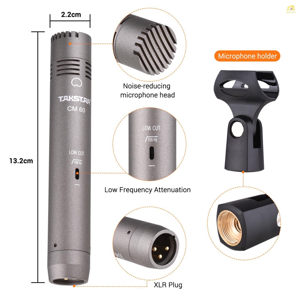 banana-pie-takstar-cm-60-ไมโครโฟนคอนเดนเซอร์-xlr-พาวเวอร์ซัพพลาย-48v-สําหรับบันทึกเสียงสตูดิโอ