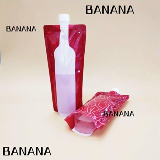 Banana1 ถุงพลาสติกใส เกรดอาหาร กึ่งโปร่งใส ขนาด 750 มล. พับได้ แบบพกพา สําหรับใส่ไวน์แดง เครื่องดื่ม 4 ชิ้น