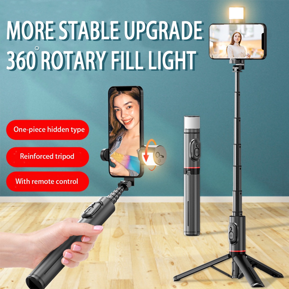 selfie-stick-ขาตั้งกล้องบลูทู-ธ-ที่รองรับการเติมแสง-ขาตั้งกล้องไม้เซลฟี่ไร้สาย-1-55m-พับได้มาพร้อมรีโมทบลูทูธ