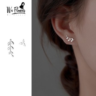 We Flower ต่างหูสตั๊ด เงิน S925 จี้รูปกิ่งไม้ ใบไม้ ขนาดเล็ก เครื่องประดับแฟชั่น สําหรับผู้หญิง