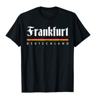 YF41 ใหม่ เสื้อยืด ผ้าฝ้าย พิมพ์ลาย Frankfurt Germany Lustiges Hemd Souvenir Gift แฟชั่นสําหรับผู้ชาย