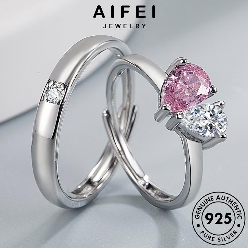aifei-jewelry-คู่รัก-แท้-silver-แฟชั่น-เครื่องประดับ-เงิน-เครื่องประดับ-เกาหลี-คริสตัลเพชรสีชมพู-925-แหวน-บุคลิกภาพรูปหัวใจ-ต้นฉบับ-r311