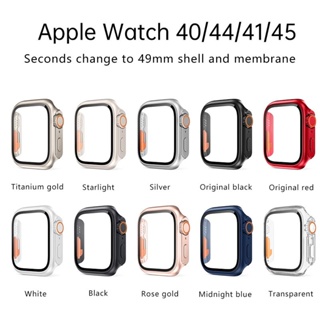 เคสกระจกนิรภัย อัพเกรด กรอบอัลตร้าเฟรม สําหรับ Apple Watch 8 7 6 5 4 45 มม. 44 มม. 41 มม. 40 มม.