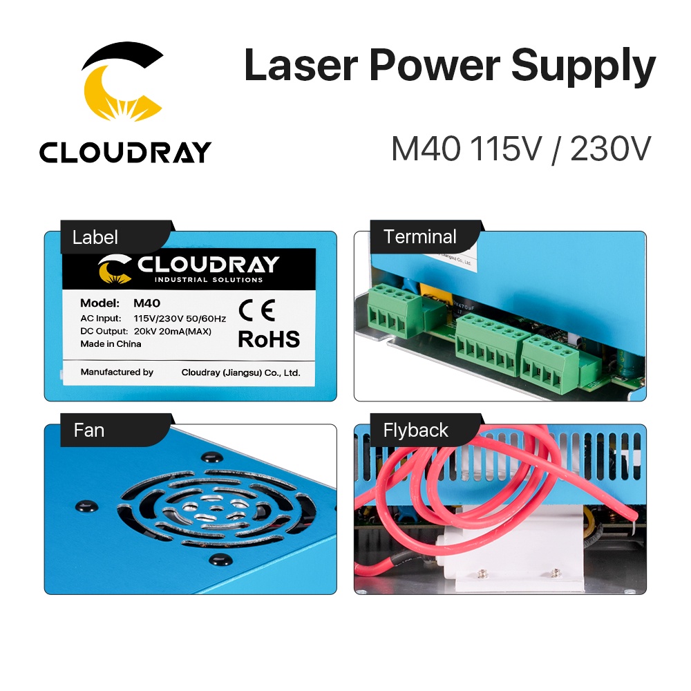 cloudray-40w-laser-power-supply-พาวเวอร์ซัพพลายเลเซอร์-co2-m40-115v-230v-สําหรับเครื่องแกะสลักเลเซอร์