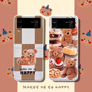 เคสโทรศัพท์มือถือแบบแข็ง กันกระแทก ลายการ์ตูนหมีเท็ดดี้น่ารัก สําหรับ Samsung Galaxy Z Flip 4 5G Z Flip 3