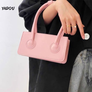 YADOU กระเป๋าสะพายไหล่ทรงสี่เหลี่ยมขนาดเล็กสีชมพูเรียบง่ายสำหรับผู้หญิง