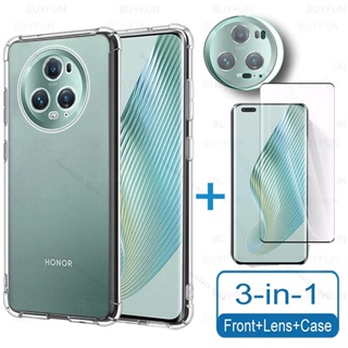 3In1 For Honor Magic 5 Pro PGT-AN10 6.81" Magic5 PGT-AN00 6.73" Magic5Lite 6.67" Camera Film Screen Protector Tempered Glass Clear Soft Case