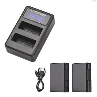 EN-EL14 Battery &amp; Charger Kit 2pcs 7.4V 1500mAh Battery + 1pc LED2-EL14 Dual Channel Camera Battery Charger USB Port LED Screen Display Replacement for  D3100 D3200 D3300 D340