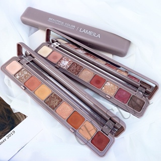 Lameila พาเลทอายแชโดว์ 9 สี เนื้อดินน้ํามัน สีสวย ติดทนนาน กันน้ํา 9 ช่อง