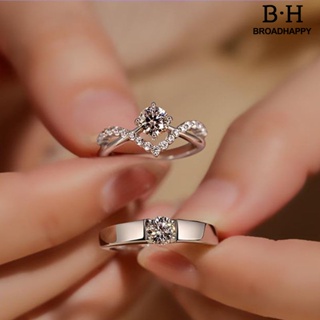 Bh.y แหวนคู่รัก เปิดปรับได้ หรูหรา ของขวัญแต่งงาน ประกายพลอยเทียม ผู้หญิง ผู้ชาย แหวนแฟชั่น เครื่องประดับ