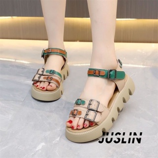 JUSLIN รองเท้าแตะผู้หญิง ส้นแบน ใส่สบาย สไตล์เกาหลี รองเท้าแฟชั่น 2023 ใหม่ 060612