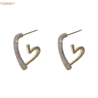 Erhk&gt; 1 คู่ อินเทรนด์ สไตล์เรียบง่าย สีทอง ต่างหูแฟชั่น คริสตัล หัวใจ มินิมอล ต่างหูสตั๊ด สําหรับผู้หญิง ปาร์ตี้ เครื่องประดับ ของขวัญ ใหม่