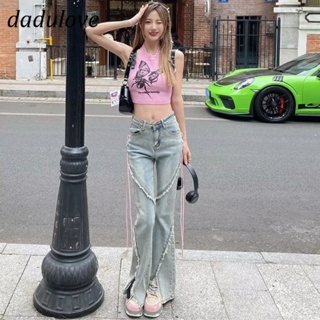 DaDulove💕 New Korean Version of INS Slit Micro Flared Jeans WOMENS Niche High Waist Wide Leg Pants Trousers