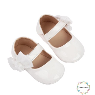 Babyclothes- รองเท้าหนัง PU พื้นนิ่ม ประดับโบว์ พื้นแบน น่ารัก ฤดูใบไม้ผลิ และฤดูใบไม้ร่วง สําหรับเด็กผู้หญิง