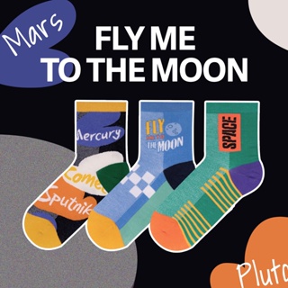 emmtee.emmbee - ถุงเท้าข้อสั้น Fly me to the moon