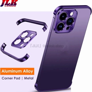 [JLK] Luxury Aluminum Corner Edge Pad Camera Lens Protector Metal Case For iPhone iPhone 15 14 Plus 13 12 Pro Max Plus Shockproof Cover