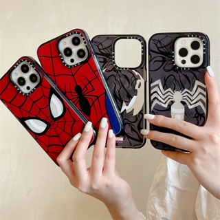 Casetifg เคสโทรศัพท์มือถือ ซิลิโคนแข็ง ใส กันกระแทก ลาย Marvel Spider Man Venom พร้อมกล่องชาร์จแม่เหล็ก สําหรับ iPhone 11 12 13 14 Pro Max 14Plus