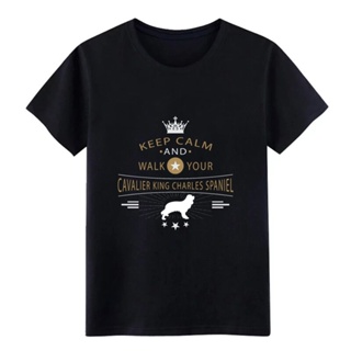 มีความสุข เสื้อยืดผู้ชายสไตล์วินเทจ Cavalier King Charles Spaniel แฟชั่นฤดูร้อน