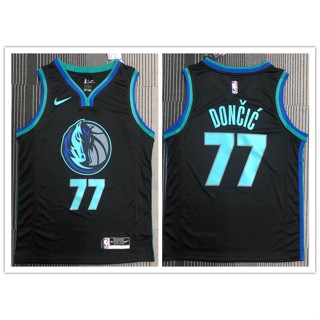 เสื้อกีฬาบาสเก็ตบอล ลาย nba Dallas Mavericks No.77 สีน้ําเงินเข้ม 581086