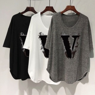 เสื้อยืดแขนยาว คอยู ทรงหลวม เข้ารูป ขนาดใหญ่ สไตล์เกาหลี สําหรับผู้หญิง