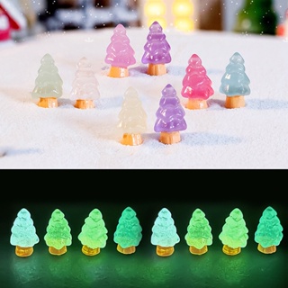 10pcs Mini Luminous Tree Micro Landscape Figure Ornament Glowing Gardening Potted Decor Christmas Gift Xmas Decor