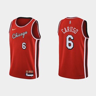 เสื้อกีฬาบาสเก็ตบอล NBA Chicago Bulls อเนกประสงค์ สําหรับผู้ชาย #6 เสื้อกีฬาแขนสั้น ลายทีมชาติสวิงแมน Alex Caruso Dri-Fit สีแดง สไตล์เรโทร 129972