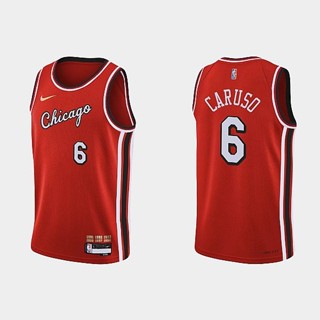 เสื้อกีฬาบาสเก็ตบอล NBA Chicago Bulls อเนกประสงค์ สําหรับผู้ชาย #6 เสื้อกีฬาแขนสั้น ลายทีมชาติสวิงแมน Alex Caruso Dri-Fit สีแดง สไตล์เรโทร 129972