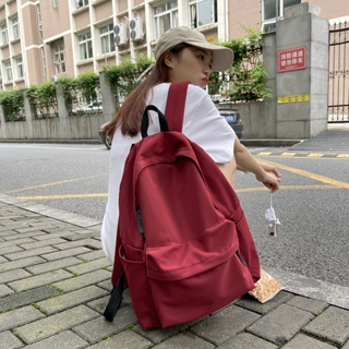 กระเป๋าเป้สะพายหลัง กระเป๋านักเรียน ขนาดเล็ก สีพื้น ขนาดใหญ่ สําหรับผู้หญิง