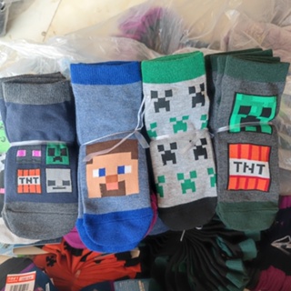 ถุงเท้าข้อสั้น พิมพ์ลายการ์ตูนอนิเมะ Game Minecraft สําหรับเด็กผู้ชาย และเด็กผู้หญิง 1 คู่