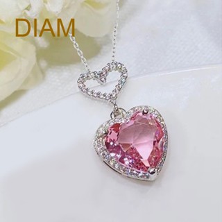 สร้อยคอไพลิน จี้หัวใจ สีชมพู อินเทรนด์ โรแมนติก เครื่องประดับ สําหรับผู้หญิง เจ้าสาว งานแต่งงาน ของขวัญ