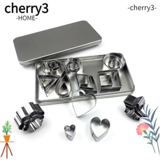 Cherry3 แม่พิมพ์ตัดคุกกี้ สเตนเลส ทรงสามเหลี่ยม ลายดอกไม้ ทรงกลม ขนาดเล็ก 30 ชิ้น