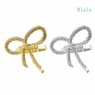 Blala 8 ชิ้น โลหะ สีเงิน ที่ใส่ผ้าเช็ดปาก สําหรับตกแต่งโต๊ะ ผ้าเช็ดปาก หัวเข็มขัดหรูหรา