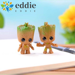ฟิกเกอร์ Eddie Cute Tree Man Groot Tiny สําหรับตกแต่งภายในรถยนต์ 4 ชิ้น/ชุด