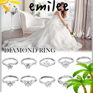 Emilee แหวนเพชร หรูหรา ผู้หญิง D สี แหวนแต่งงาน เปิด