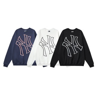 Ny&amp;mlb เสื้อกันหนาว คอกลม ผ้าฝ้ายแท้ ปักลาย สวยงาม อเนกประสงค์ สไตล์ unisex Heyw