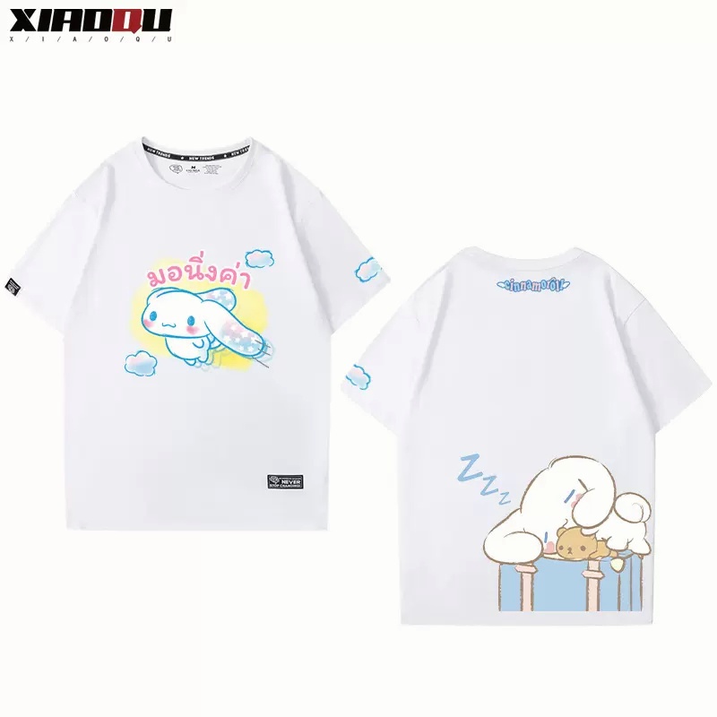 walkie-sanrio-cinnamoroll-เสื้อยืดลําลอง-แขนสั้น-พิมพ์ลายการ์ตูน-ทรงหลวม-โอเวอร์ไซซ์-สีขาว-สําหรับผู้หญิง