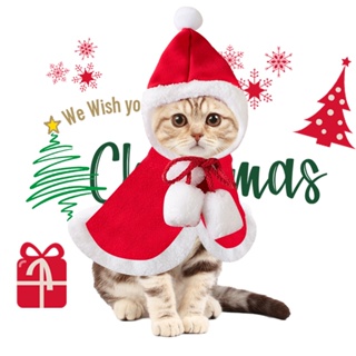 (พร้อมส่ง🐱) เสื้อผ้าหมา ชุดแมว ชุดผ้าคลุมสัตว์เลี้ยงคริสต์มาส Pet christmas dress ชุดสุนัข เสื้อเเมว