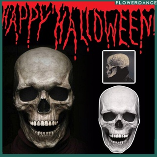 ผู้ใหญ่สยองขวัญ Skull Mask With Moving Jaw Latex Headgear Halloween Party Skeleton หน้ากากคอสเพลย์สำหรับผู้ชาย Scary Bone Helmet Party Decor ดอกไม้