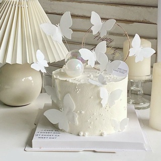 ป้ายท็อปเปอร์ รูปผีเสื้อ 3D สีขาว สําหรับตกแต่งเค้ก งานแต่งงาน ปาร์ตี้วันเกิด คัพเค้ก 10 ชิ้น ต่อชุด