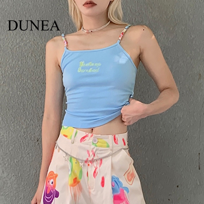 dunea-เสื้อกล้ามครอป-ปักลายตัวอักษร-เซ็กซี่-แฟชั่นฤดูร้อน-สําหรับผู้หญิง