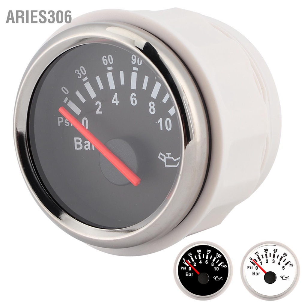 aries306-2in-0-10bar-เครื่องวัดแรงดันน้ำมัน-145psi-led-ไฟหน้าปัดสำหรับรถยนต์-รถจักรยานยนต์-เรือ-รถบรรทุก-12v-24v