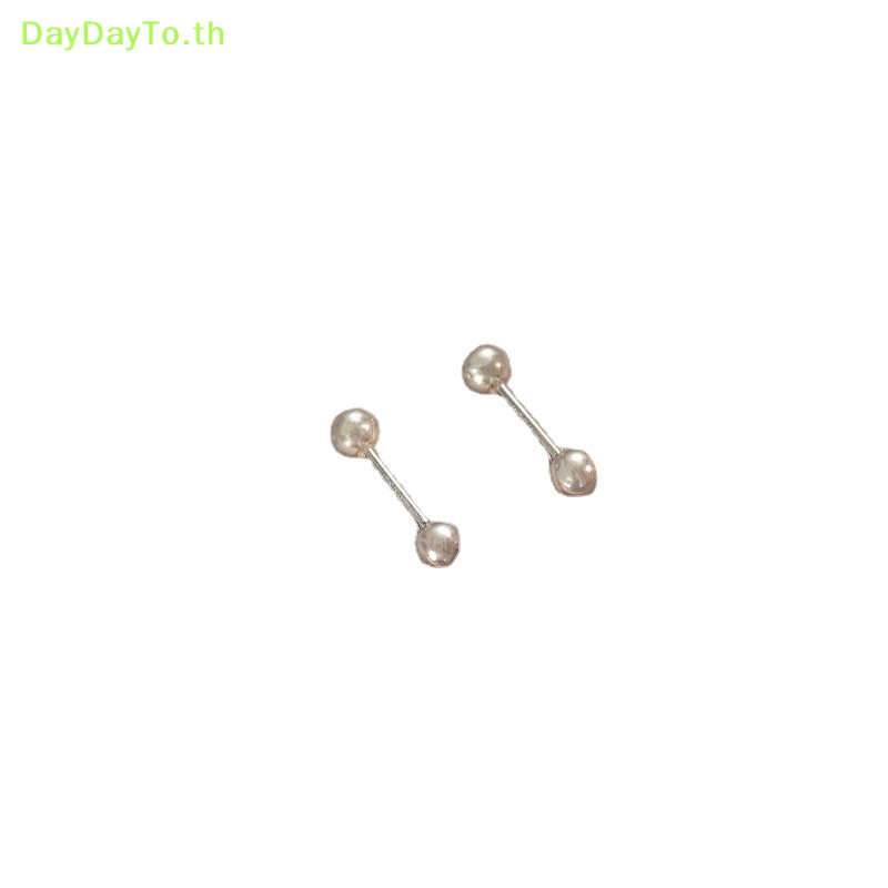 daydayto-ใหม่-ต่างหูสตั๊ด-ลูกปัดเงิน-แบบเกลียว-เรียบง่าย-สําหรับผู้หญิง-1-คู่-th