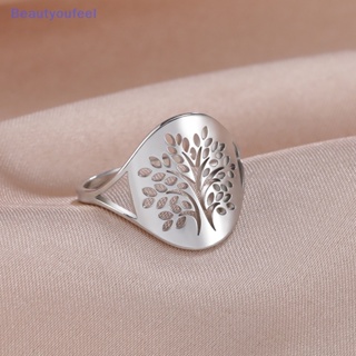 [Beautyoufeel] แหวนสเตนเลส รูปต้นไม้ ใบไม้ สไตล์วินเทจ เรียบง่าย เครื่องประดับ ของขวัญวันเกิด สําหรับผู้ชาย ผู้หญิง