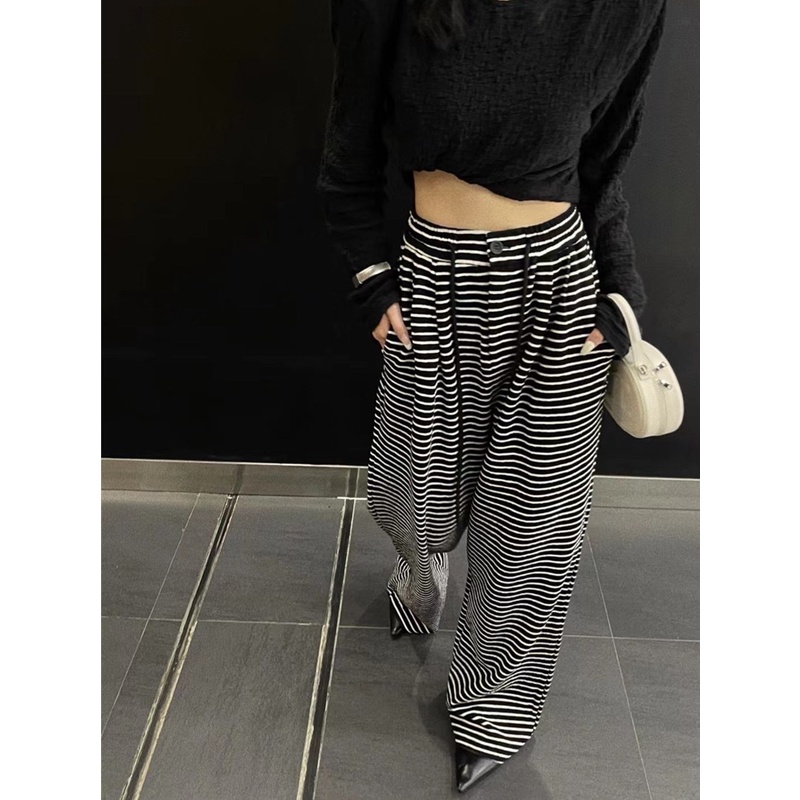p6ff-23-spring-and-summer-new-trousers-casual-straight-pants-loose-thickened-wide-leg-pants-striped-casual-fashion-all-match-high-waist-women