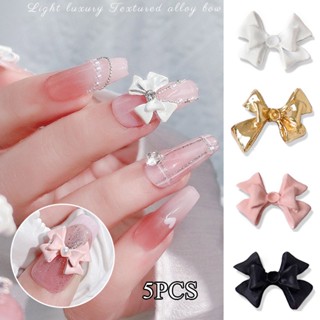 เครื่องประดับ โบว์ สไตล์เจ้าหญิง สําหรับตกแต่งเล็บ DIY 5 ชิ้น