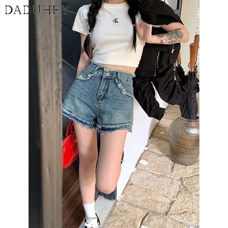 daduhey-women-2023-high-waist-denim-shorts-summer-new-slimming-a-line-lace-up-elastic-design-hot-girl-hot-pants