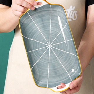 จานเซรามิค ทรงสี่เหลี่ยมผืนผ้า ขนาด 11.5 นิ้ว ของใช้ในครัวเรือน สไตล์ญี่ปุ่น สําหรับใส่ซูชิ