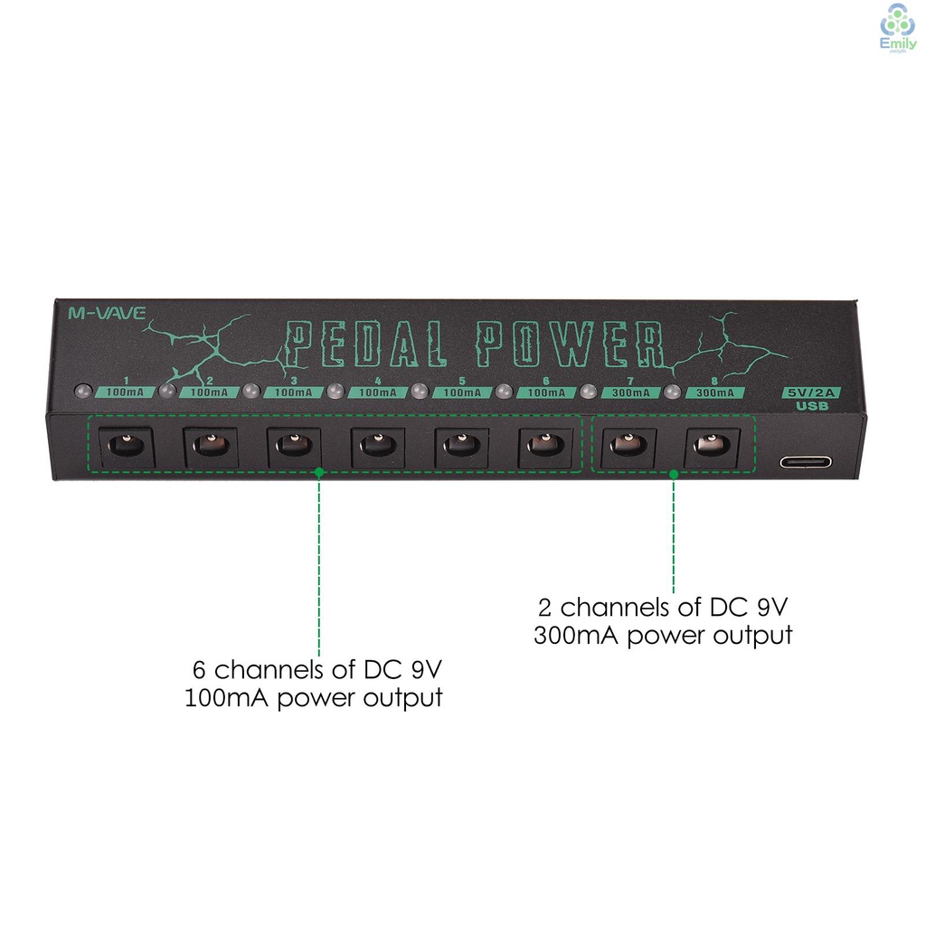 m-vave-แป้นเหยียบเอฟเฟคกีตาร์-พาวเวอร์ซัพพลาย-8-เอาท์พุต-dc-19-มาใหม่