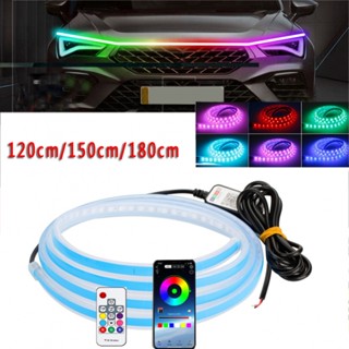 แถบไฟนีออน LED RGB ติดฮู้ดเครื่องยนต์ APP และรีโมต สําหรับรถยนต์