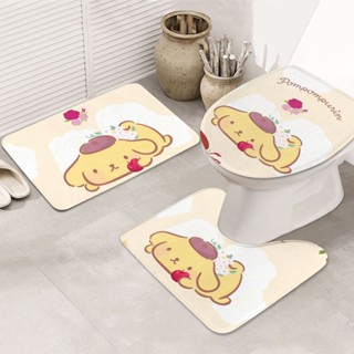 Sanrio PomPomPurin ชุดพรมปูพื้นห้องน้ํา พิมพ์ลาย กันลื่น ซักได้ 3 ชิ้น